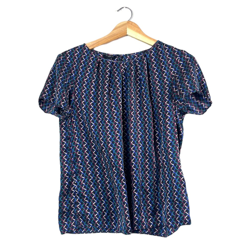 Women's Blue Silk Multicolored Talbots Blouse 10P